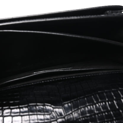 Saint Laurent Calfskin Crocodile Embossed Medium Monogram Sunset Black 4 of 9