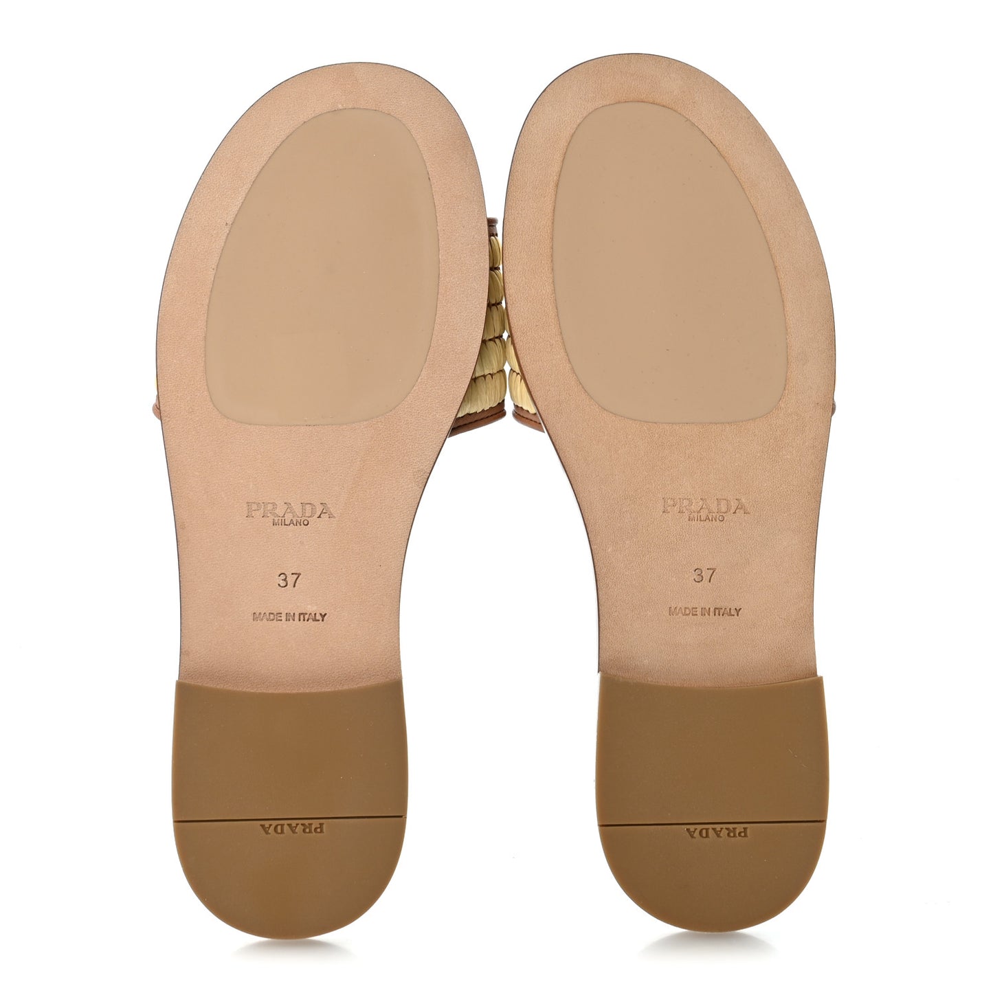 Raffia Metal Triangle Logo 10mm Slide Sandals 37 Naturale
