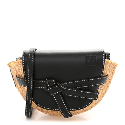 Loewe Calfskin Raffia Mini Gate Crossbody Bag Natural Black 1 of 11