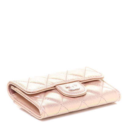Chanel Iridescent Calfskin Quilted Flap Card Holder Wallet Pink 4 of 9