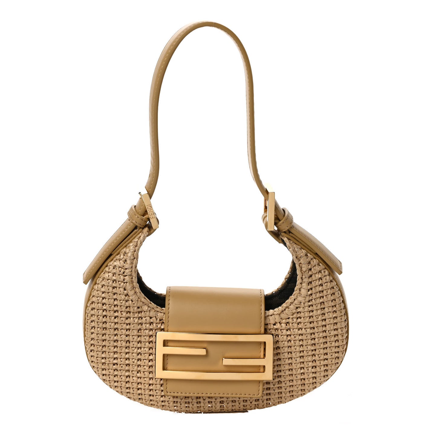 Raffia Vitello King Mini Cookie Hobo Bag Naturale Sahara