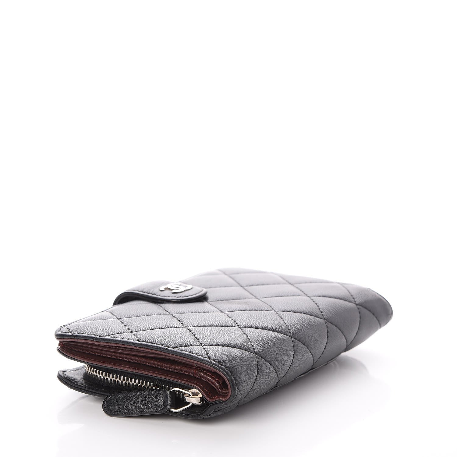 Chanel Lambskin Quilted Zipped Pocket Wallet Black 4 of 8