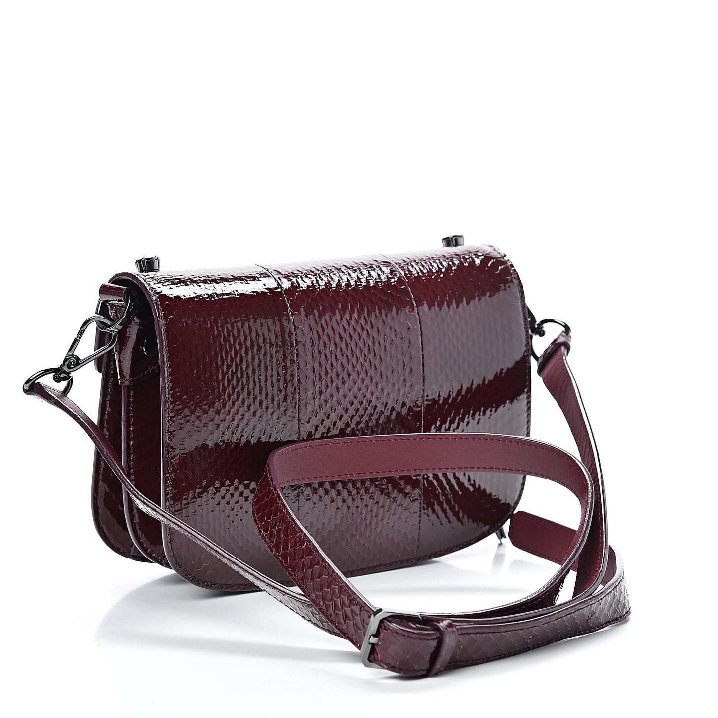 Snakeskin Embossed Patent Studded Small Patricia Crossbody Bag Very Plum