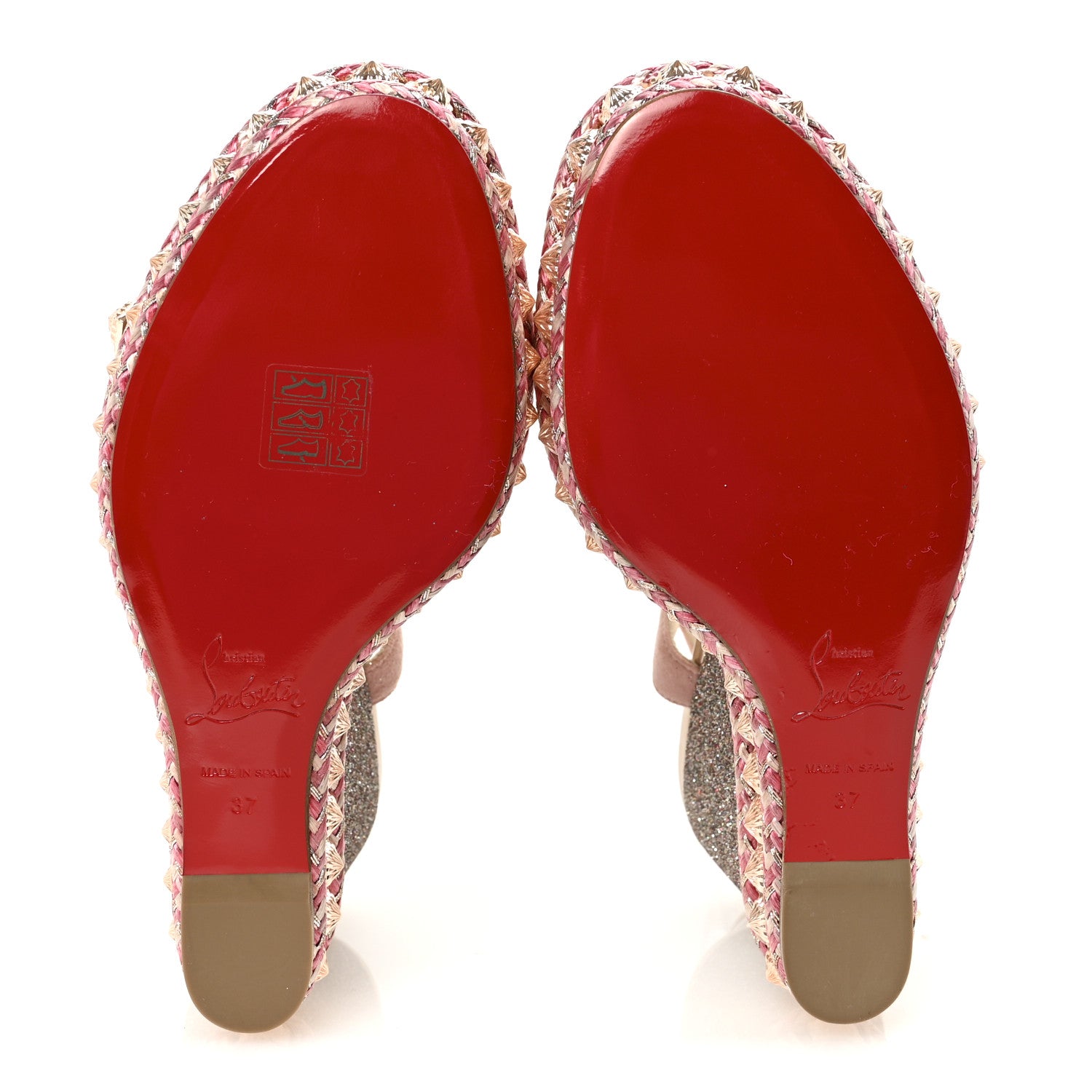 Christian Louboutin Suede Specchio Glitter Studded Pyradiams 110 Platform Sandals 37 Crepon 6 of 9