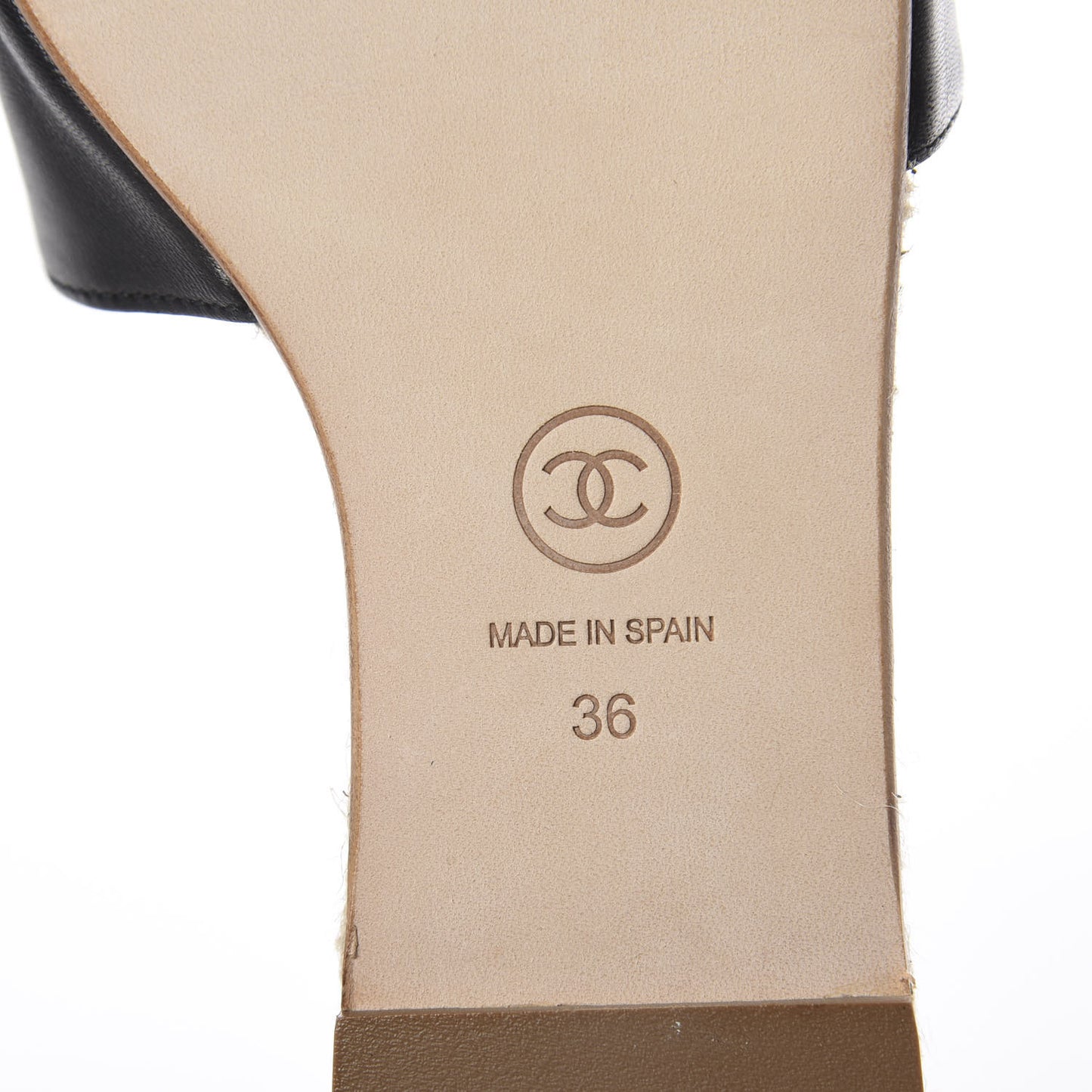 Lambskin CC Espadrille Slip On Sandals 36 Black