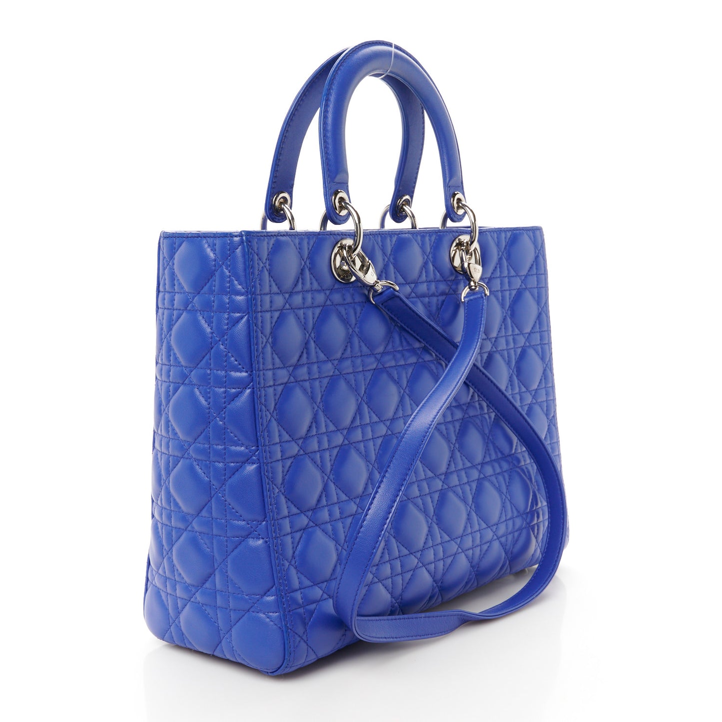 Lambskin Cannage Large Lady Dior Blue