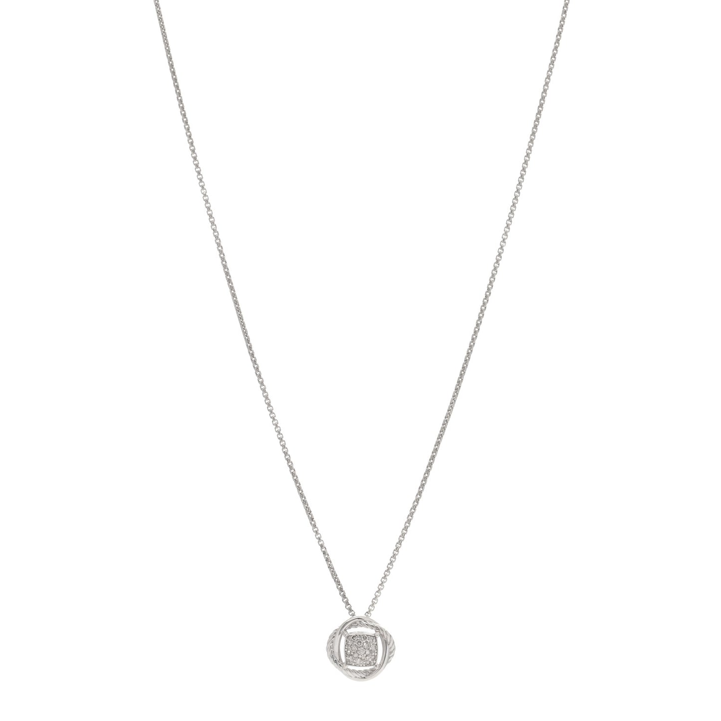 Sterling Silver Diamond 13mm Infinity Pendant Necklace