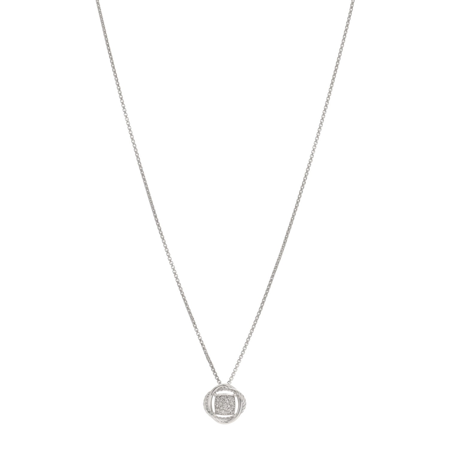 David Yurman Sterling Silver Diamond 13mm Infinity Pendant Necklace 1 of 3