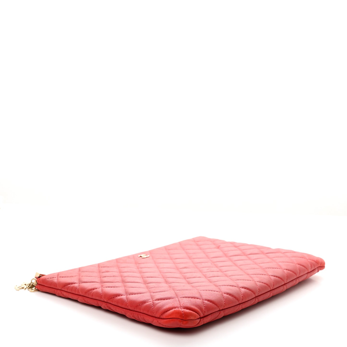 Lambskin Quilted Large Casino Beauty CC Cosmetic Case Red