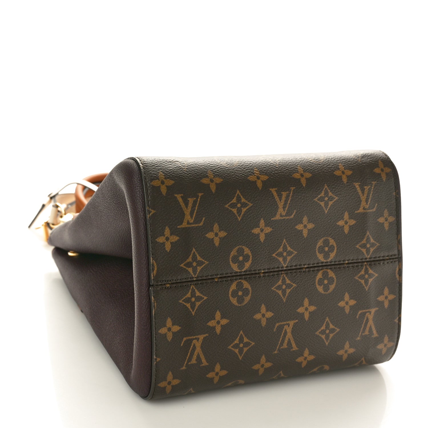 Louis Vuitton Calfskin Monogram Fold Tote MM Black Wine Cream 4 of 9