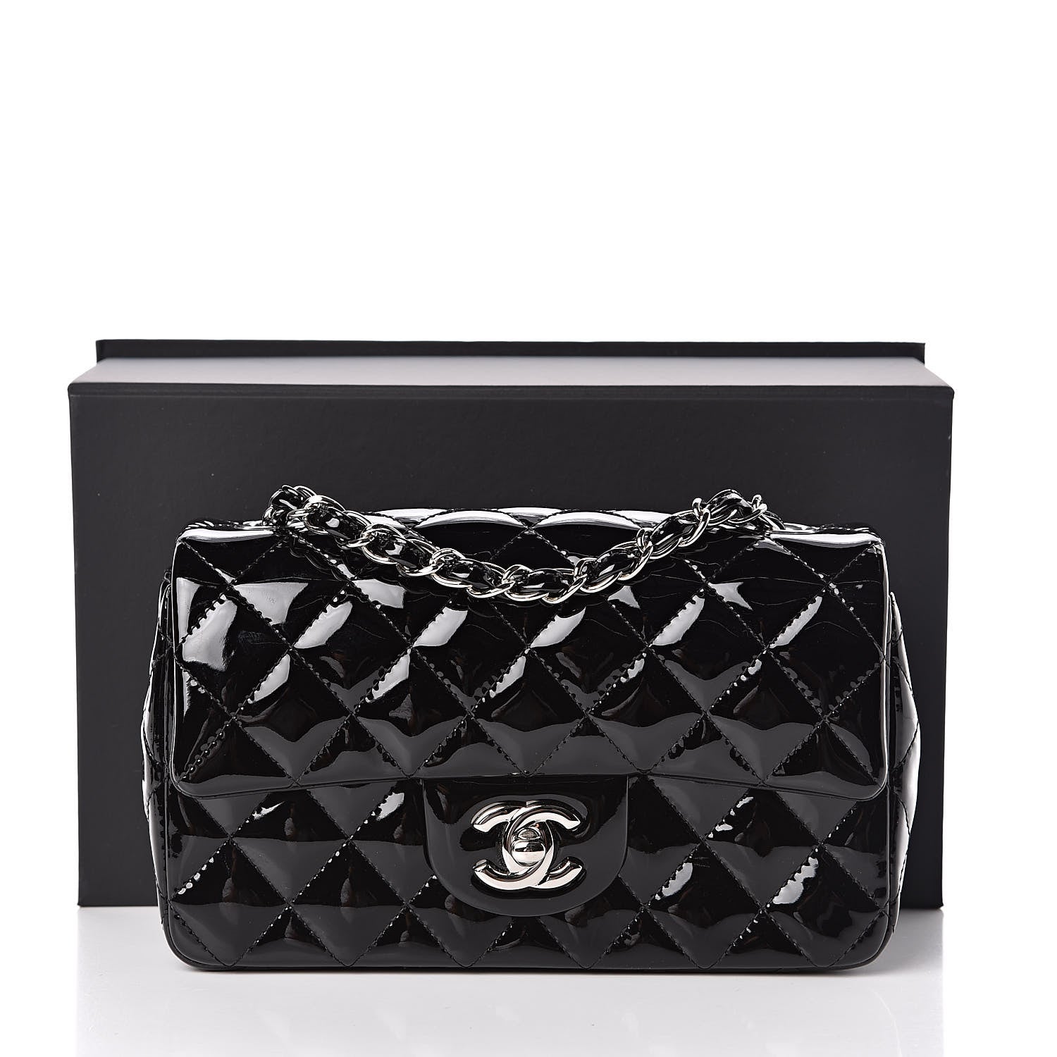Chanel Patent Calfskin Quilted Mini Rectangular Flap Black 11 of 11