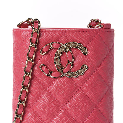 Chanel Caviar Quilted French New Wave Phone Holder With Chain Pink 10 of 11