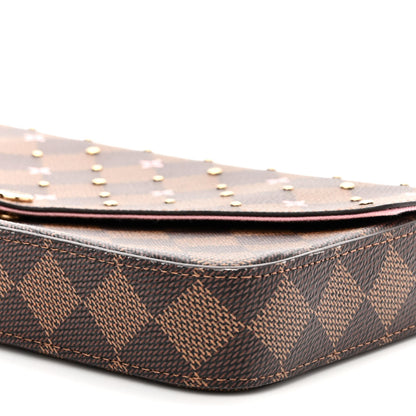 Louis Vuitton Damier Ebene Studded Pochette Felicie Chain Wallet 10 of 10