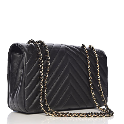 Chanel Calfskin Chevron Quilted Statement Flap Black 3 of 11