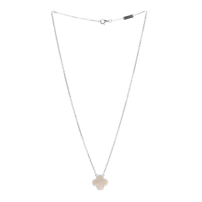 Van Cleef & Arpels 18K White Gold Mother of Pearl Vintage Alhambra Pendant Necklace 3 of 7