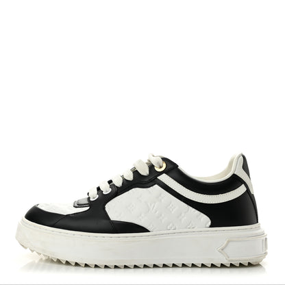 Louis Vuitton Monogram Embossed Calfskin Time Out Sneakers 37 White Black 1 of 10