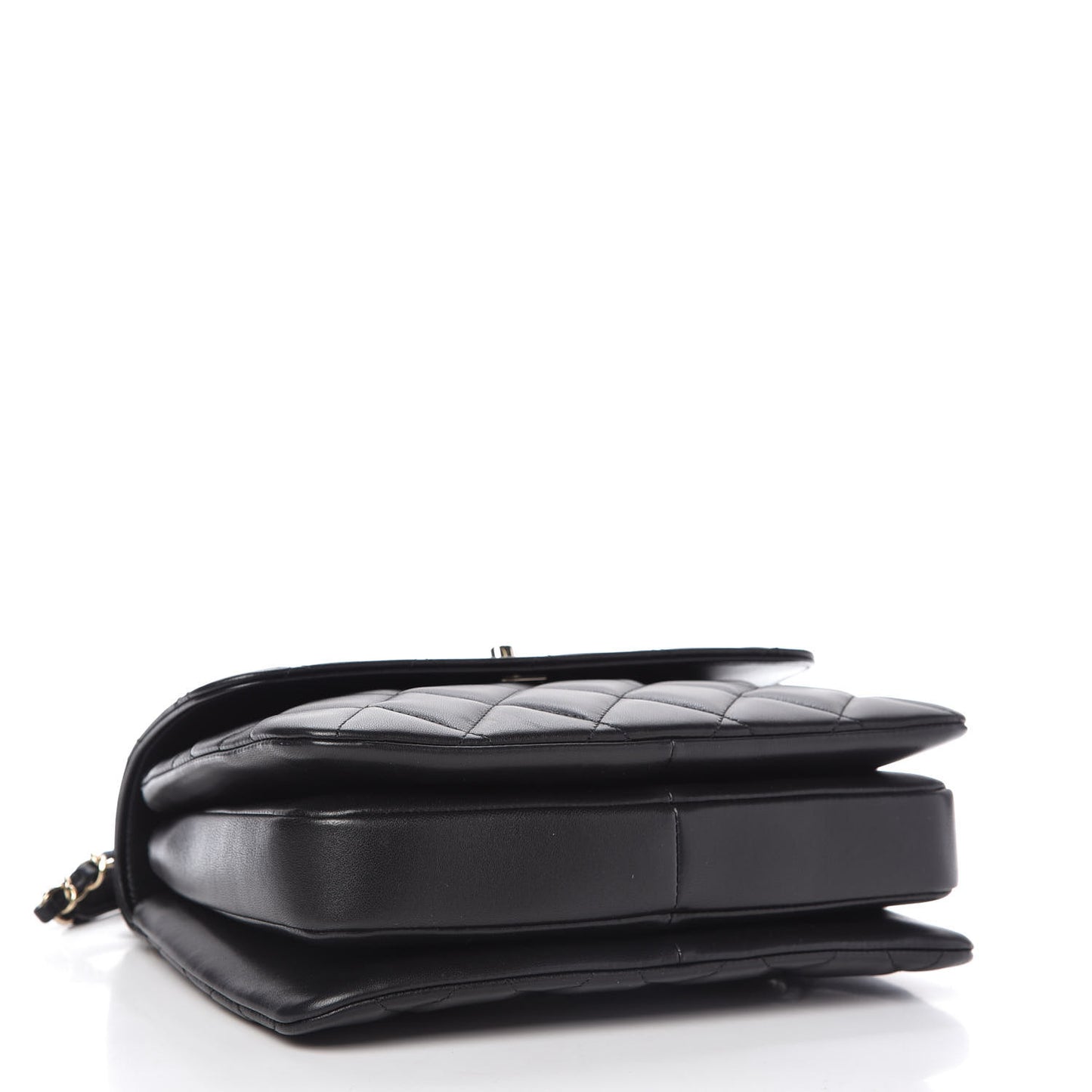 Lambskin Quilted Small Trendy CC Dual Handle Flap Bag Black