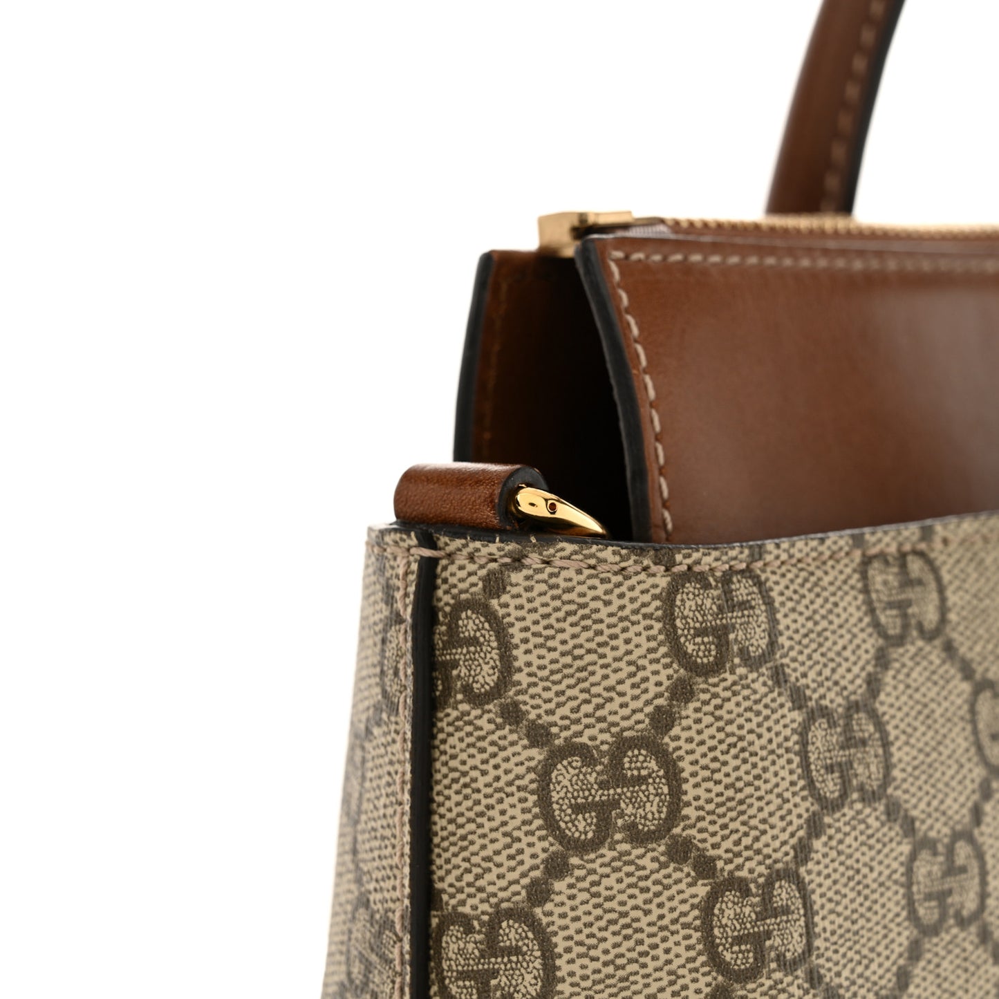 GG Supreme Monogram Small Zip Top Tote Beige Tuscany