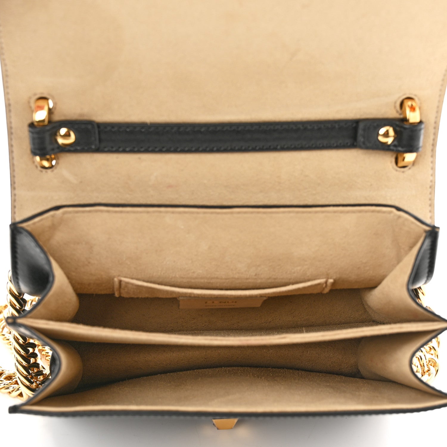 Fendi Vitello Liberty Bi-Color FF 1974 Embossed Small Kan I Shoulder Bag Black Maya 5 of 10