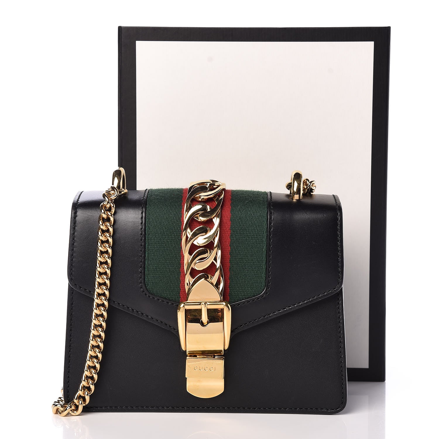 Gucci Calfskin Mini Sylvie Chain Shoulder Bag Black 14 of 14