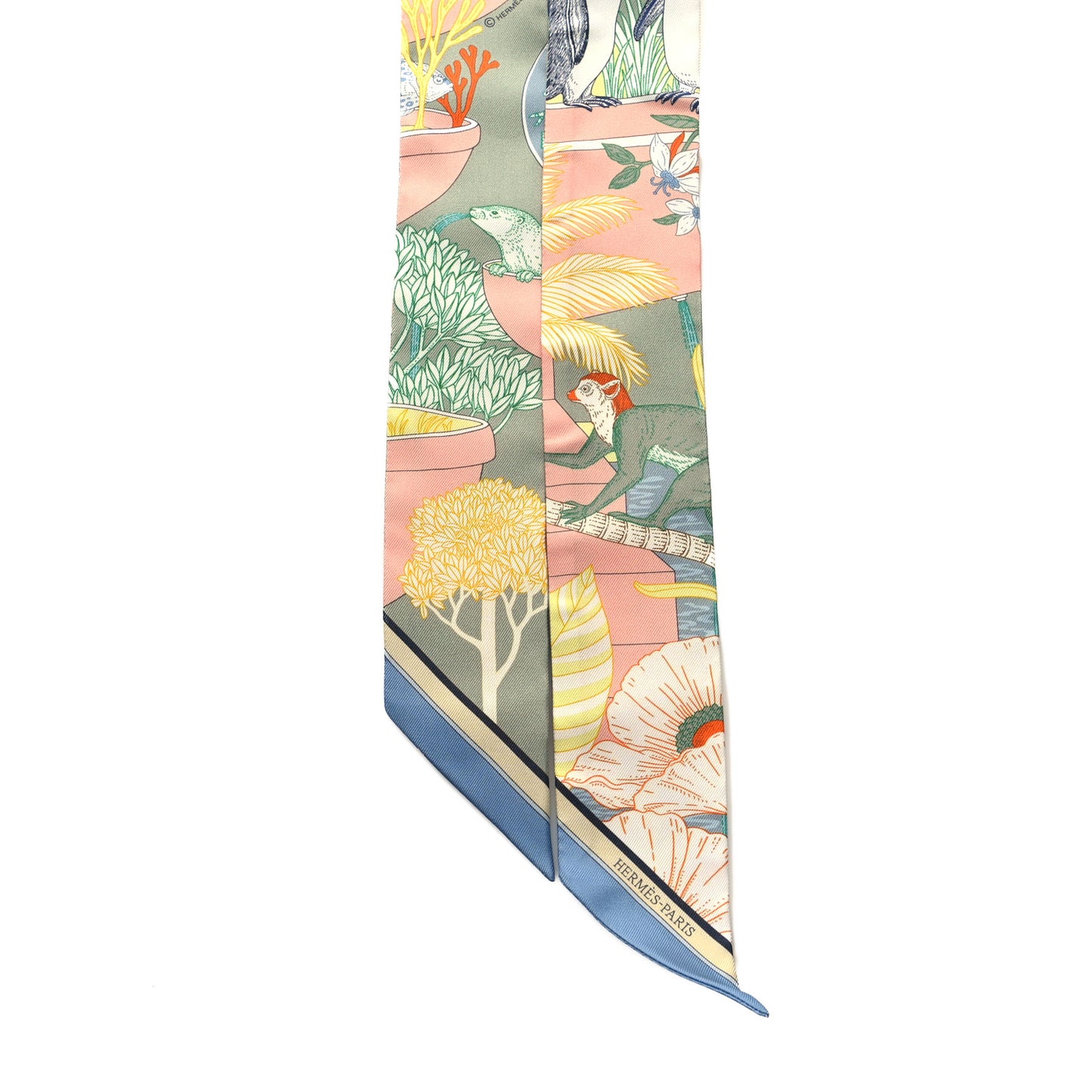 Silk Precious Paradise Twilly Vert Amande Abricot Bleu Jean