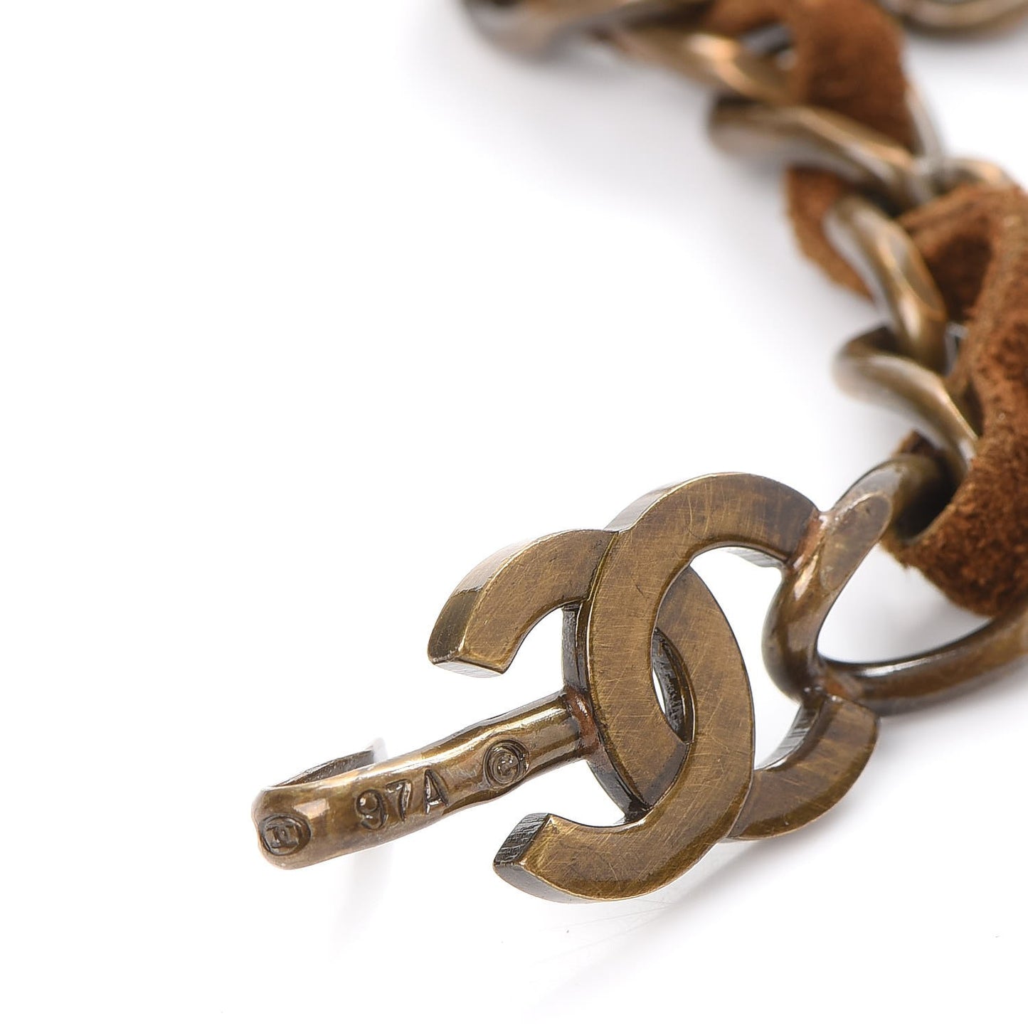 Suede CC Chain Belt Brown