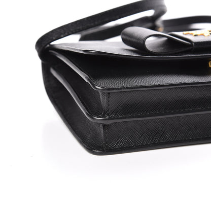 Prada Saffiano Bow Flap Wallet Black 7 of 9