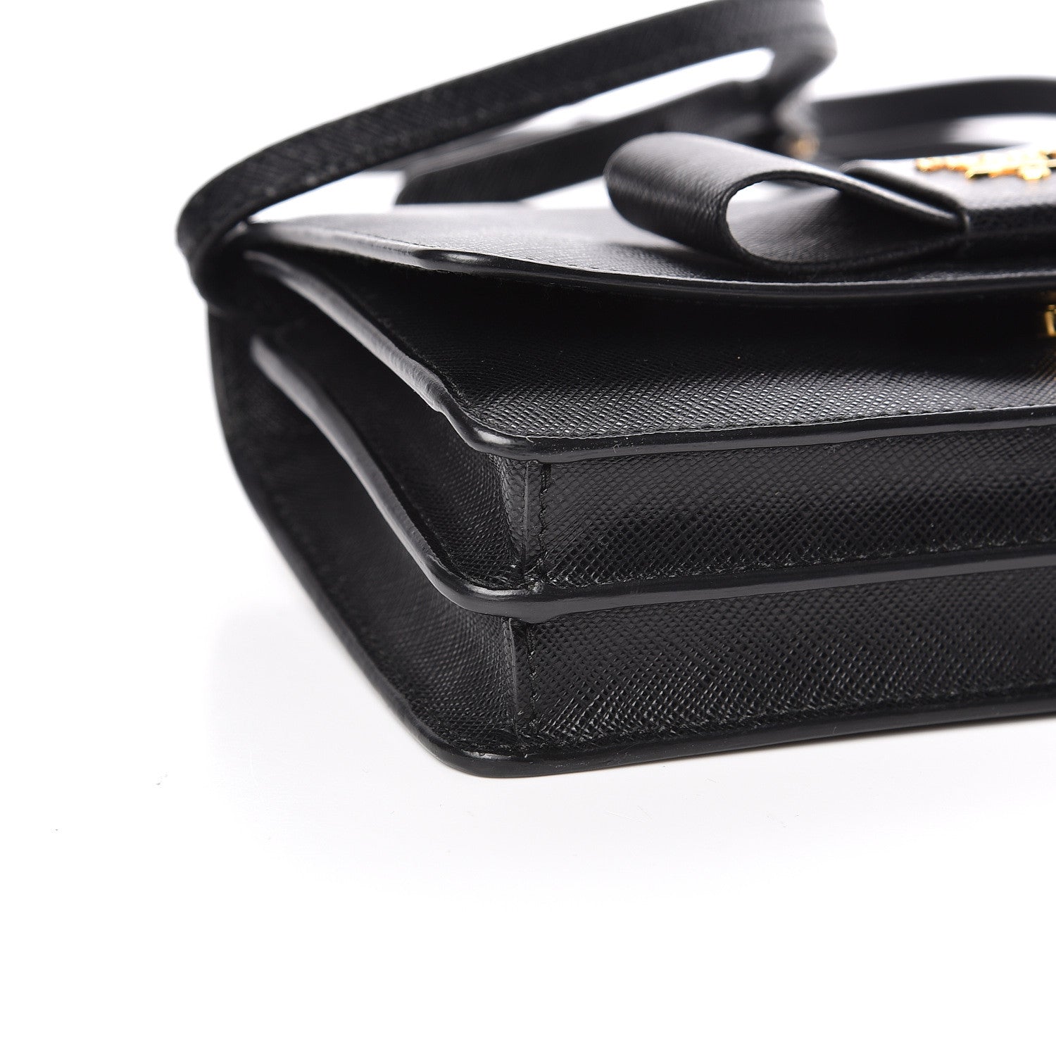 Prada Saffiano Bow Flap Wallet Black 7 of 9