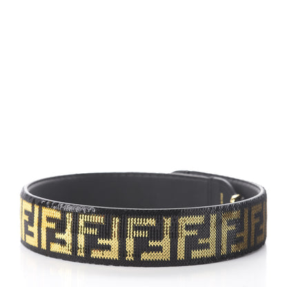 Fendi Calfskin Sequin FF Strap You Black Gold 2 of 4