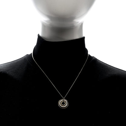 David Yurman Sterling Silver 18K Yellow Gold 30mm Thoroughbred Pendant Necklace 2 of 4