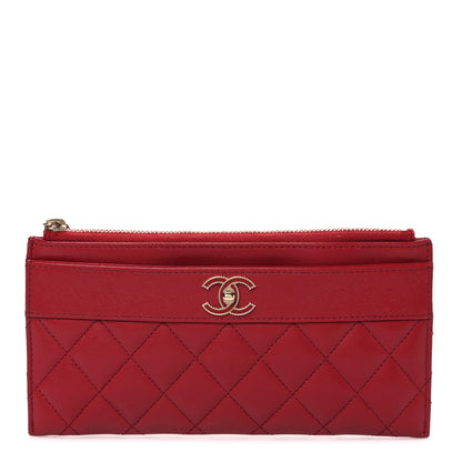 Chanel Sheepskin Quilted Mademoiselle Vintage Zip Pouch Red 1 of 7