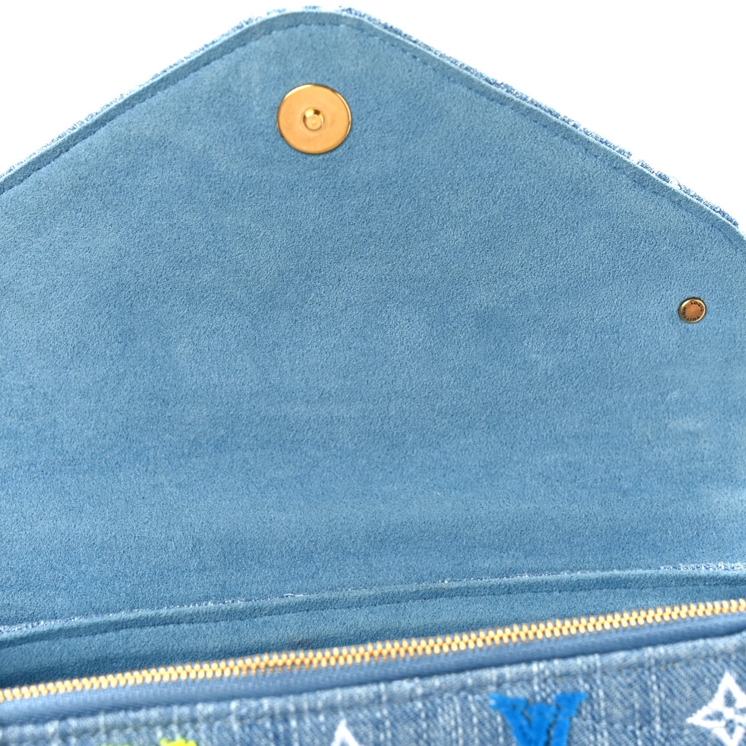 Louis Vuitton Embroidered Monogram Denim New Wave Chain Pochette Blue 9 of 9