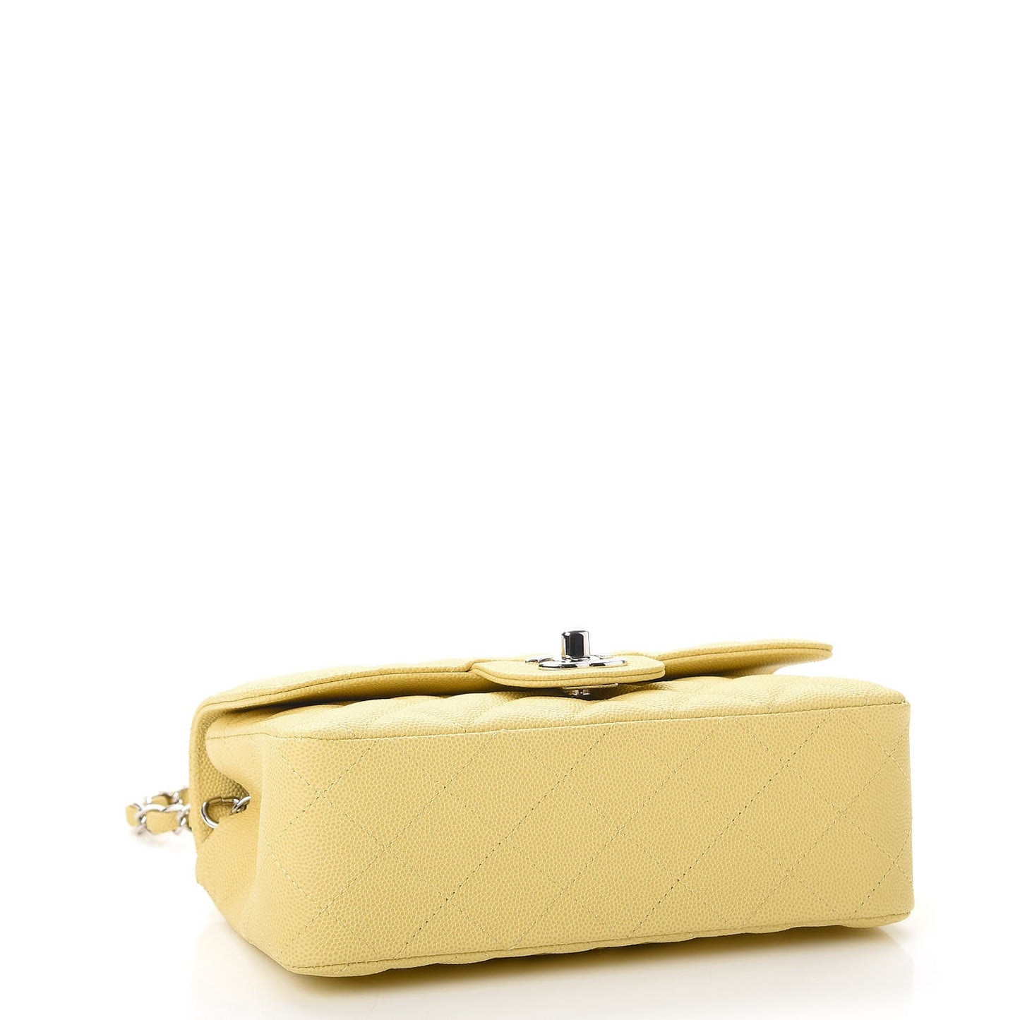 Caviar Quilted Mini Rectangular Flap Light Yellow