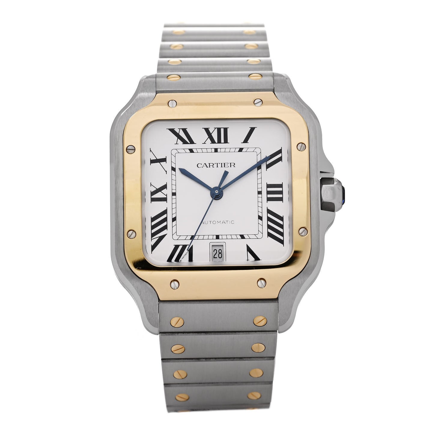 Stainless Steel 18K Yellow Gold 39.8mm Santos De Cartier Automatic Watch