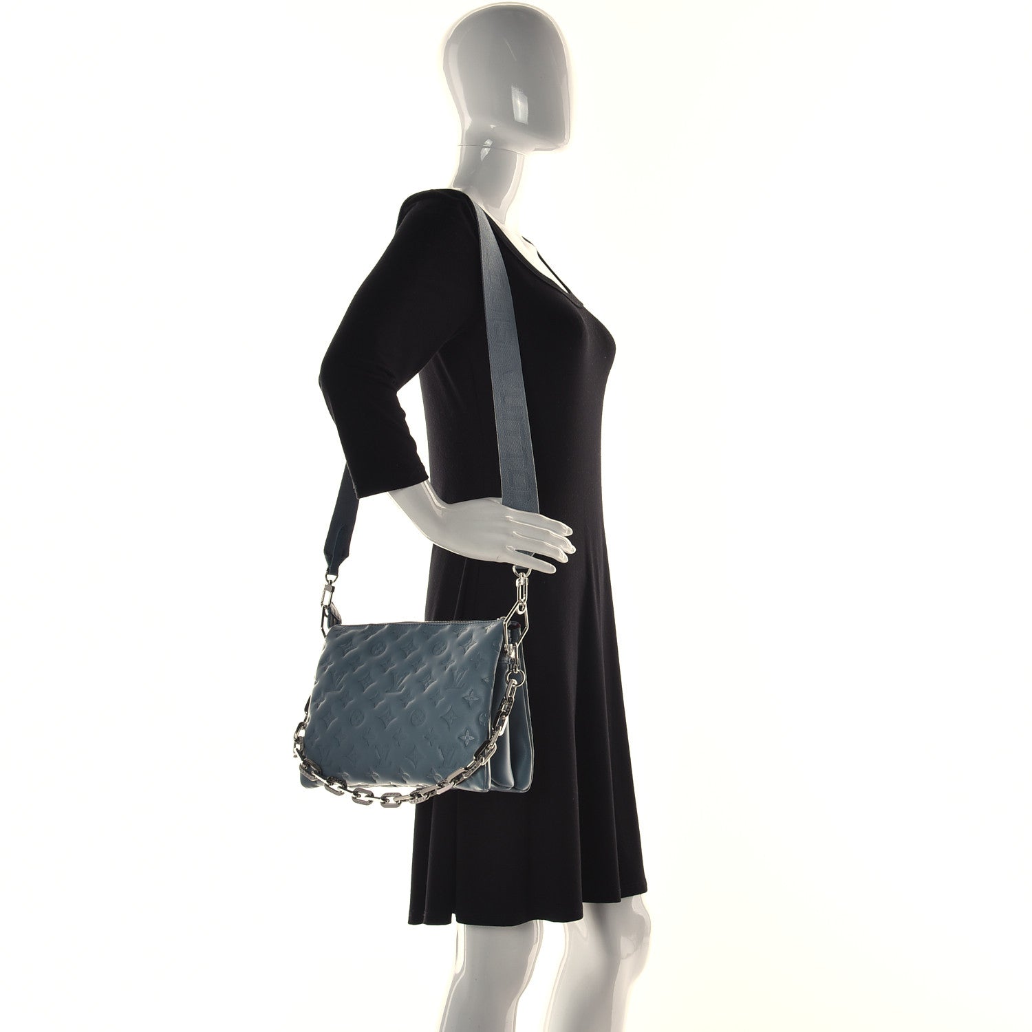 Louis Vuitton Lambskin Embossed Monogram Coussin PM Blue Glacier 2 of 8