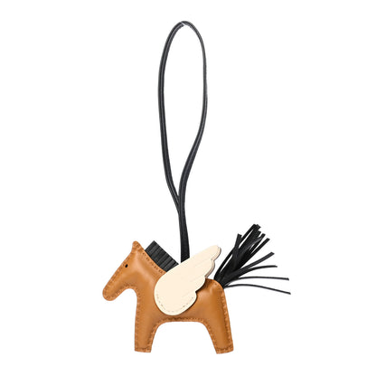 Hermes Milo Lambskin Grigri Rodeo Pegase Horse Bag Charm PM Sesame Black Nata 1 of 4