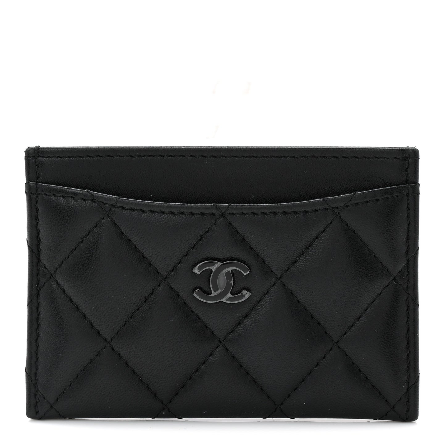 Pearly Lambskin Quilted Card Holder So Black