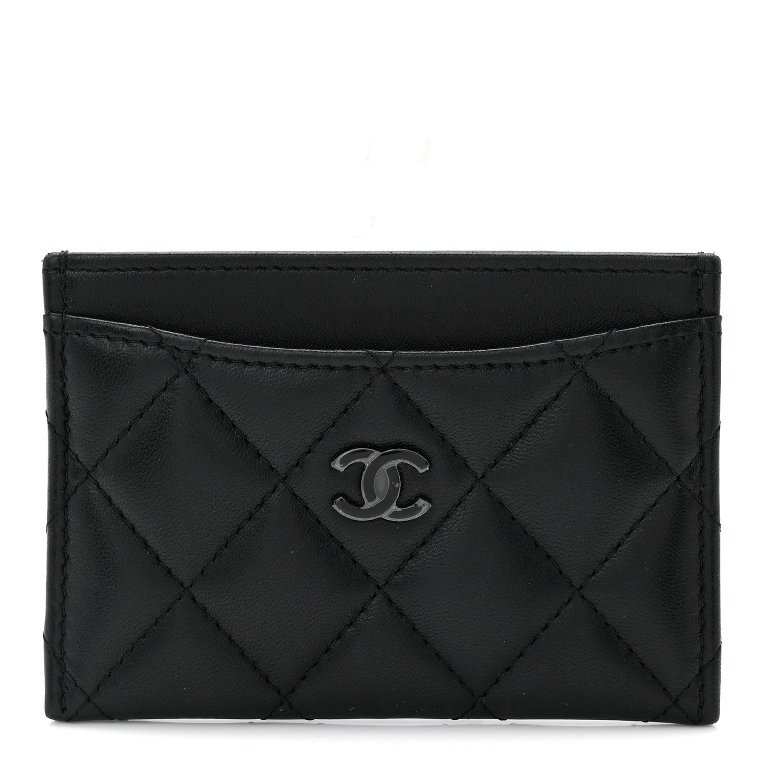 Chanel Pearly Lambskin Quilted Card Holder So Black 1 of 8