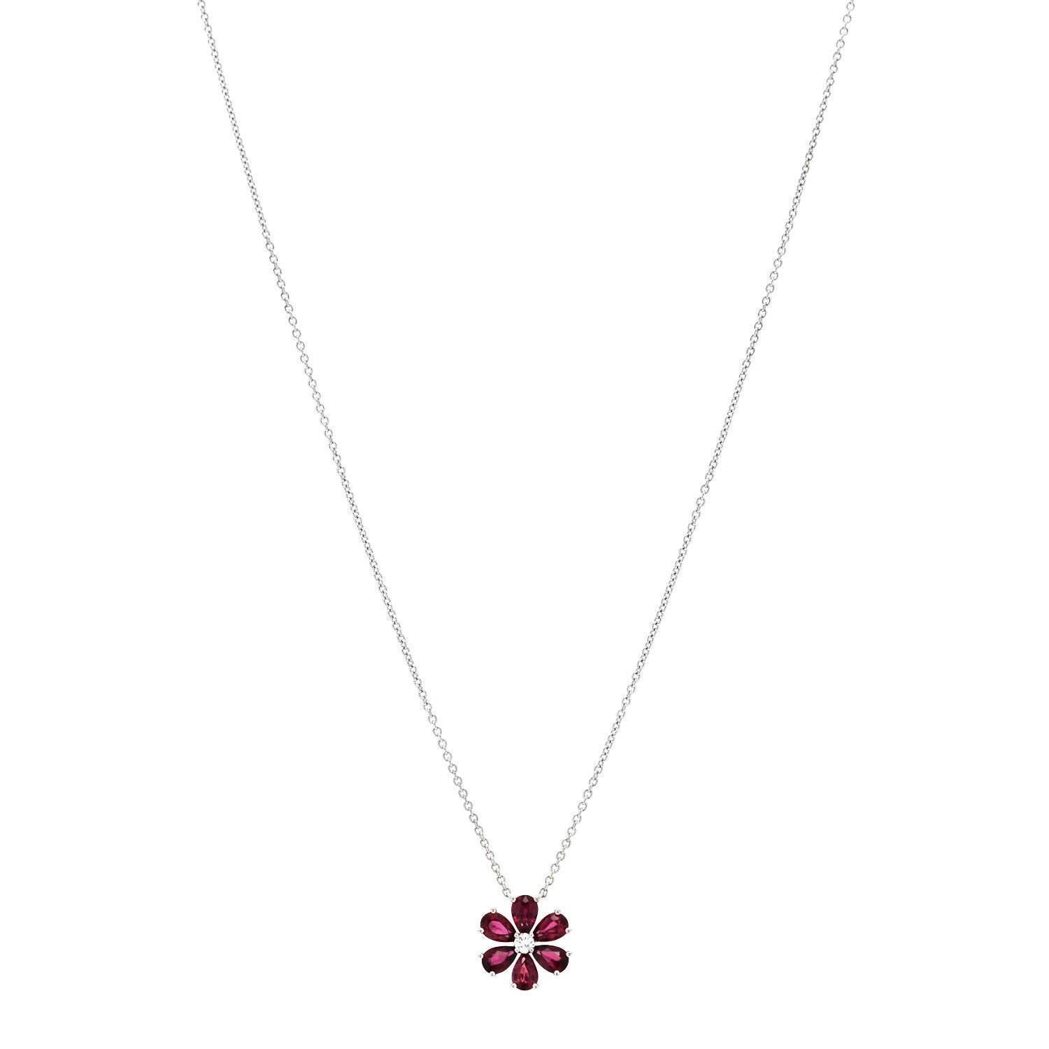 Harry Winston Platinum Diamond Ruby Forget Me Not Pendant Necklace 1 of 5