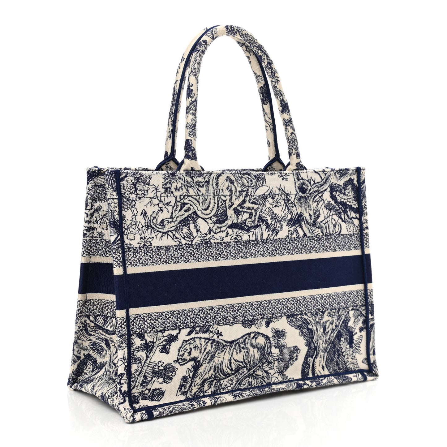 Canvas Embroidered Medium Dioriviera Toile De Jouy Book Tote Blue