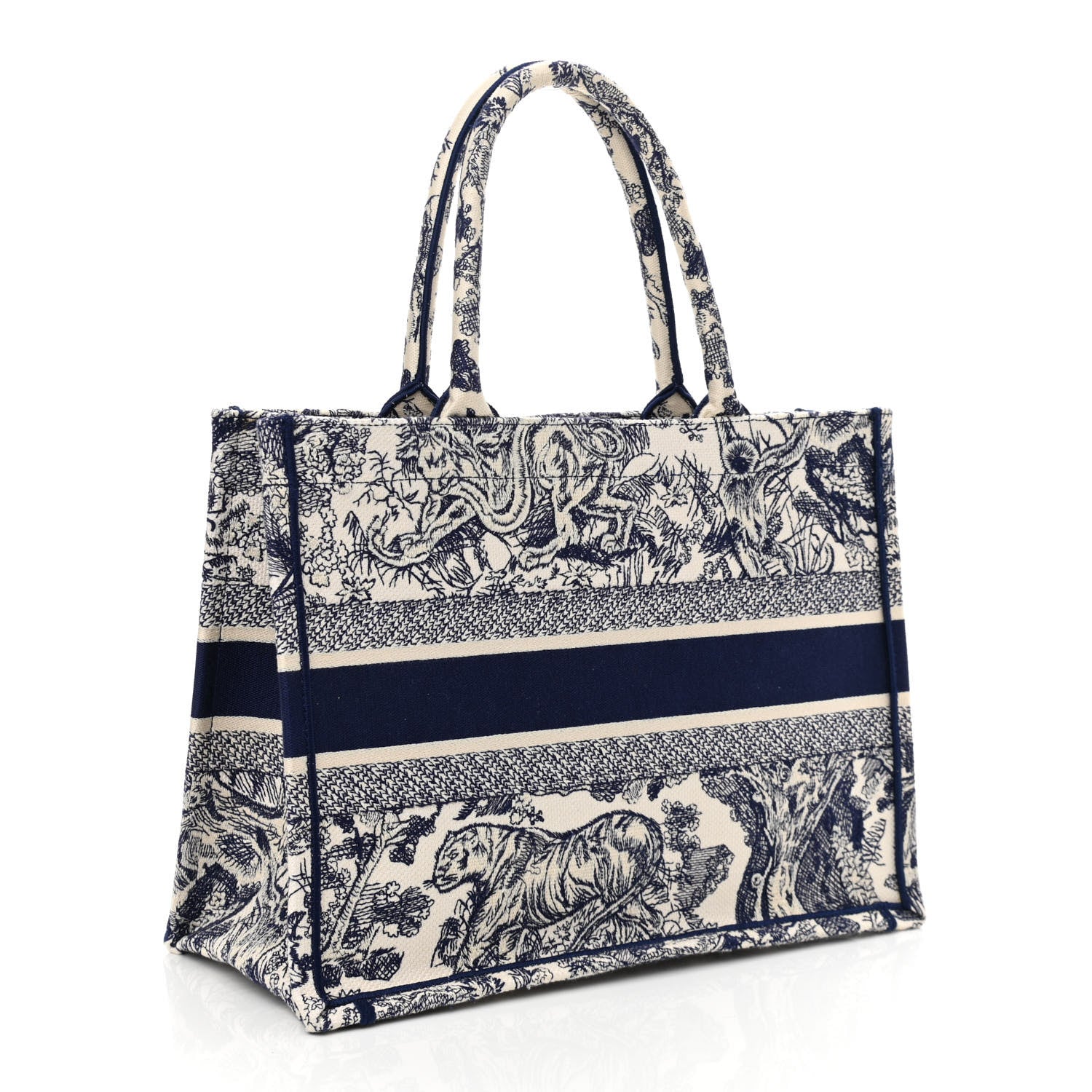 Christian Dior Canvas Embroidered Medium Dioriviera Toile De Jouy Book Tote Blue 3 of 10