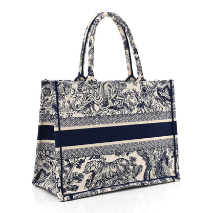 Christian Dior Canvas Embroidered Medium Dioriviera Toile De Jouy Book Tote Blue 3 of 10