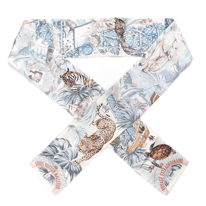 Louis Vuitton Silk Voyage Extraordinaire Bandeau Blue Grey 1 of 5
