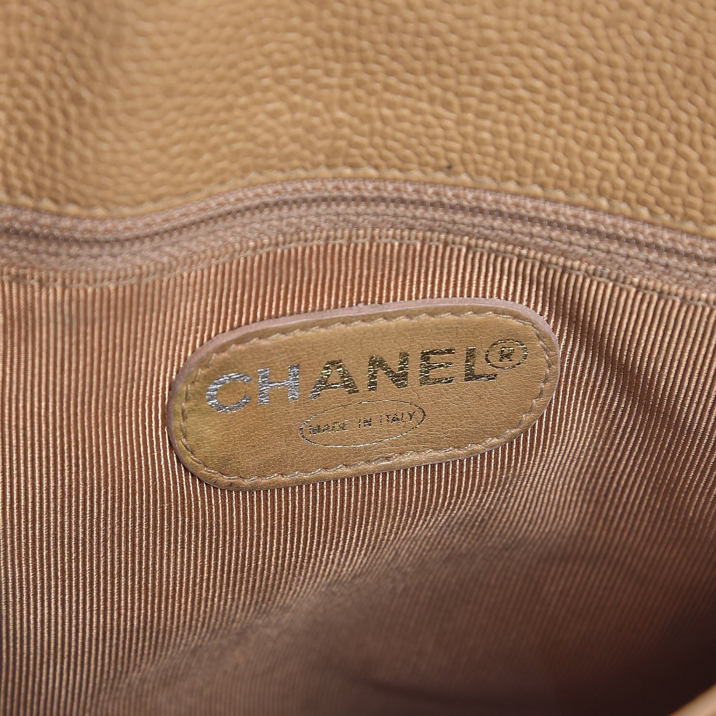 Caviar Flap Shoulder Bag Beige