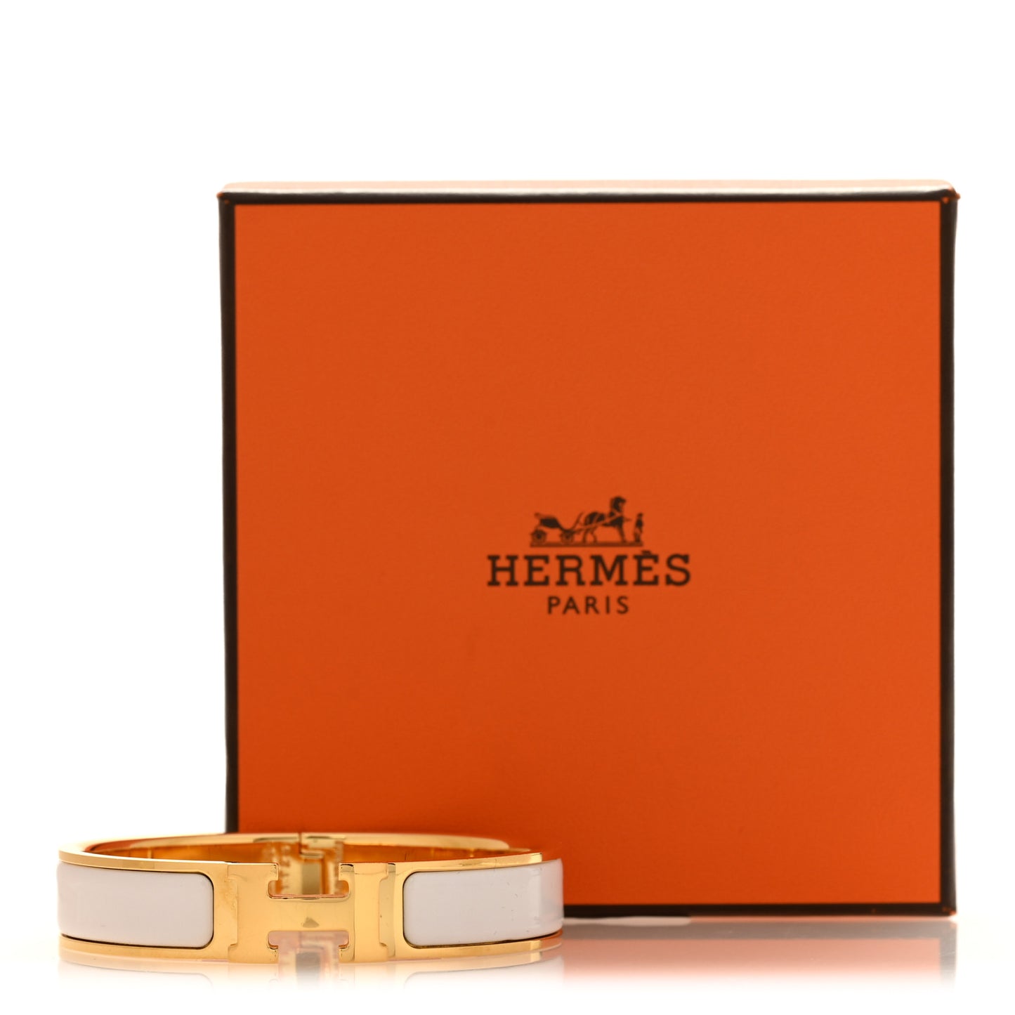 Enamel Narrow Clic Clac H Bracelet PM White