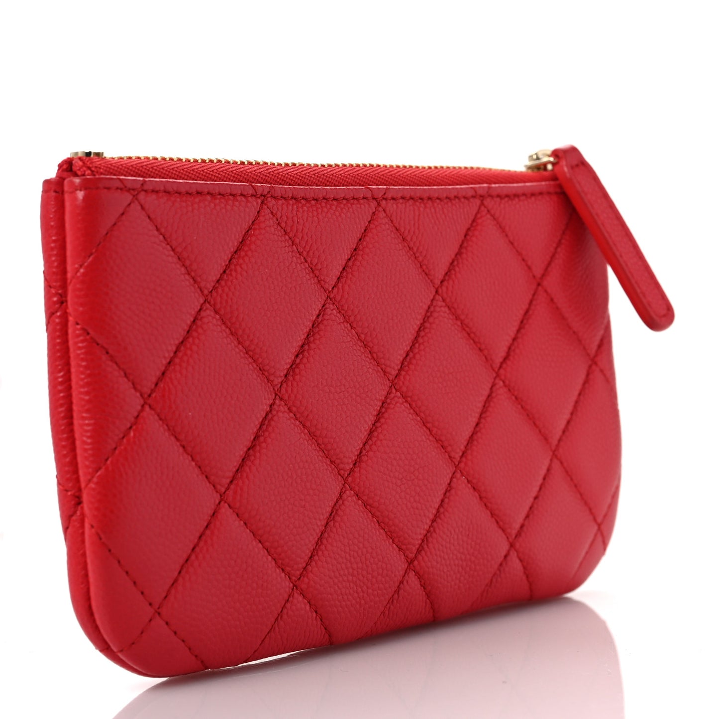 Caviar Quilted Small Cosmetic Case Red