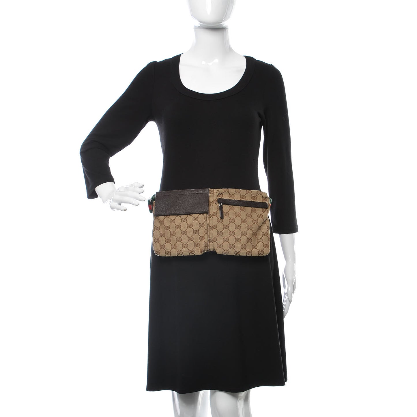 Monogram Web Belt Bag Dark Brown