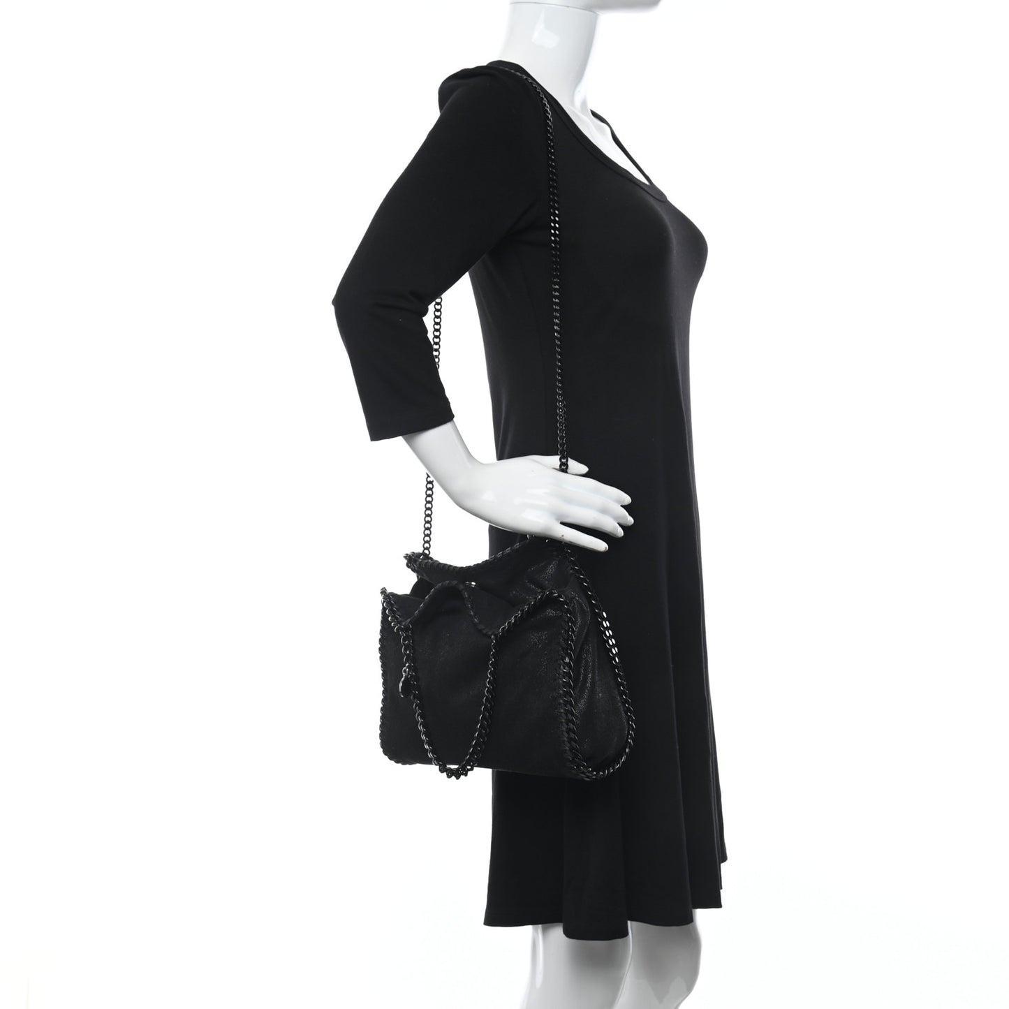 Shaggy Deer Mini Falabella Fold Over Tote Black