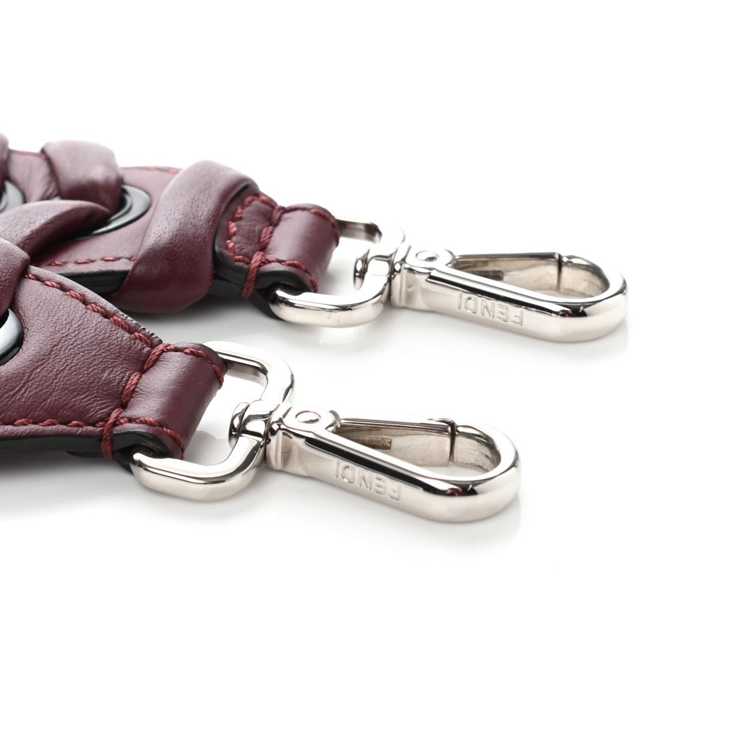 Fendi Calfskin Shiny Nappa Lace Up Strap You Burgundy Black 3 of 4