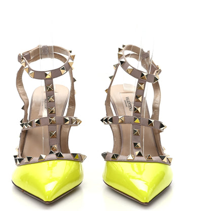 Valentino Garavani Patent Nappa Rockstud Ankle Strap 100mm Pumps 40 Yellow Poudre 2 of 7